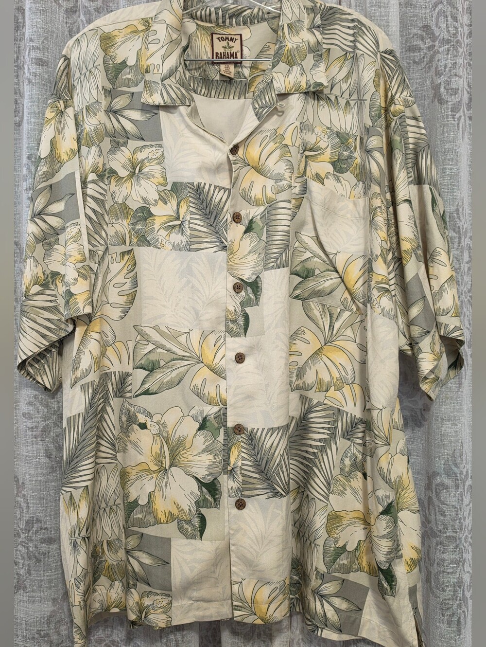 Tommy Bahama 100% Silk Tropical Palm Tree Camp Shirt XXL Vintage Beach Resort